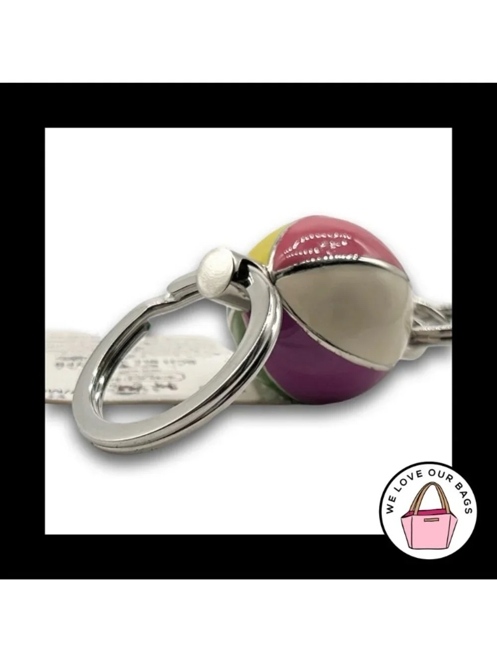 NWT COACH LEGACY Stripe Beach Ball Valet Keychain Bag Charm Hang Tag Fob 93160